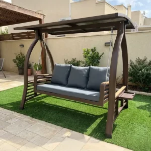 נדנדה לגינה אלומיניום דמוי עץ דגם פיראוס